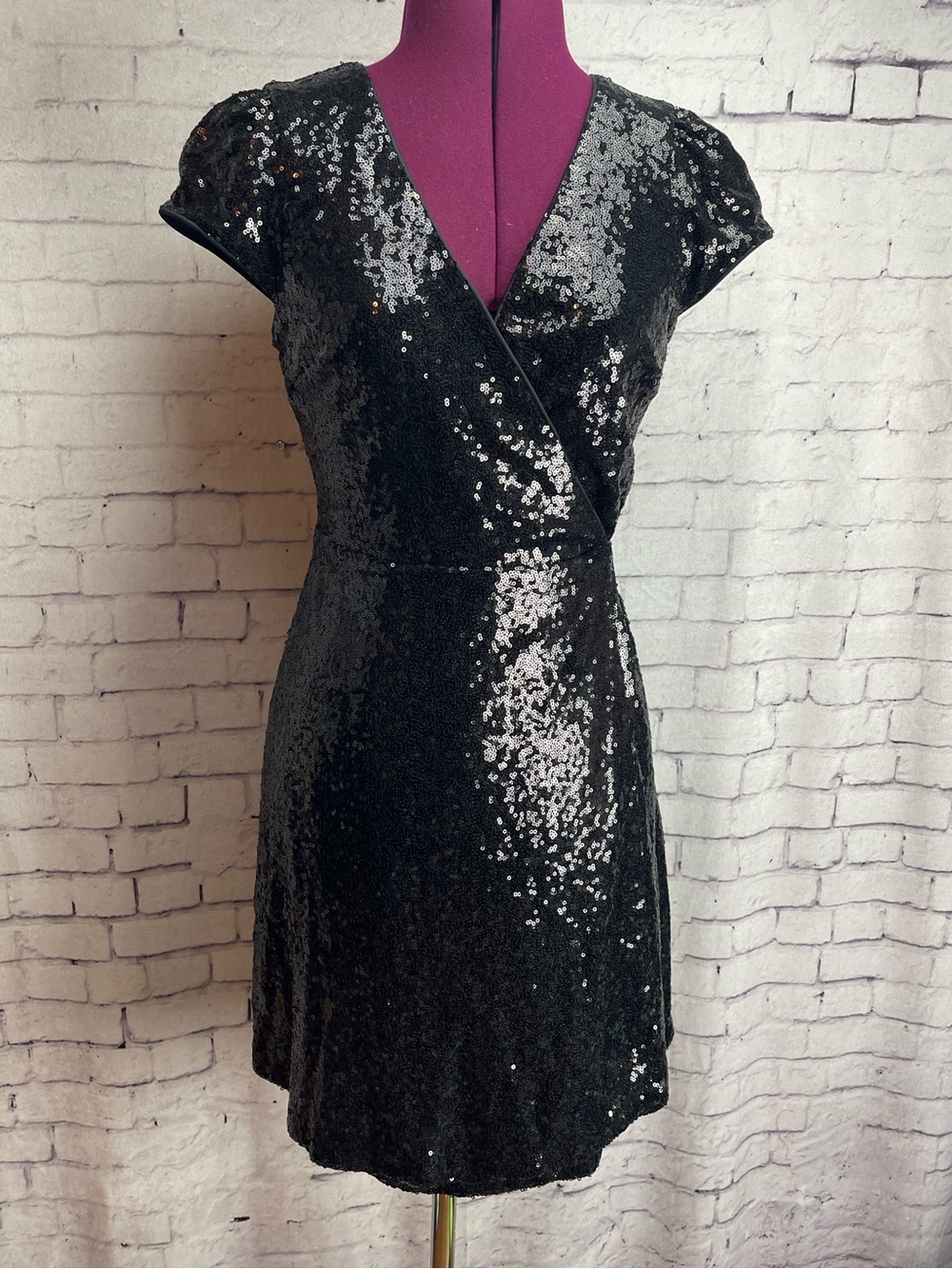 Soprano size medium black sequin wrap dress